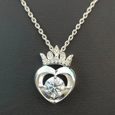 Women's Stunning Heart Pendant Round Cut Simulated Diamond 14K White Gold Plated