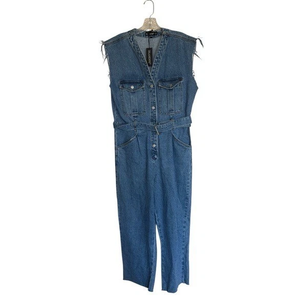 全新带标签 Blank NYC 女式复古短牛仔腰带连身裤 M — 第 2/4 张图片