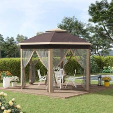 3x4m Pop Up Gazebo with Sides Hexagon Marquee Tent Mesh Curtains & Carry Bag