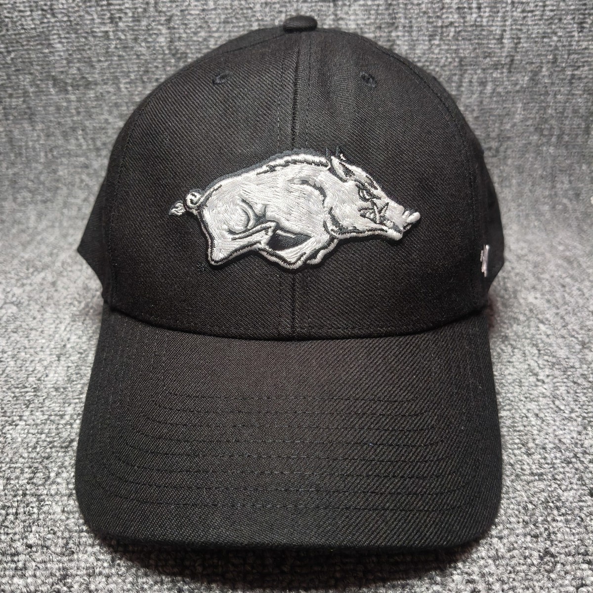 '47 Brand Arkansas Razorbacks Black Hat Cap Hook and Loop NCAA ARKANSA