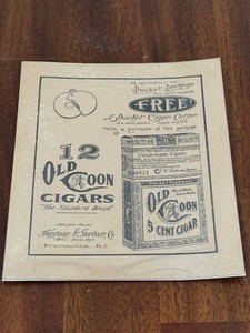 Old Coon Cigars Advertising Print 12 Pocket Package 5 Cent Cigar Ephemera Ad