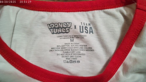 Men's, 2024 Looney Tunes Bugs Bunny USA Olympics Tee Shirt, SS, Medium, Ex Con - Picture 11 of 11
