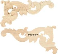 MUXSAM Wood Carved Appliques Onlays, 1-Pair Left & Right, 2-pack 