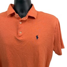 Polo Ralph Lauren Mens Classic Fit Orange Heathered Cotton Polo Shirt Large L
