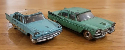 1950's Vintage Dinky Toys No. 191 Dodge Royal Sedan & No. 192 Desoto Fireflite