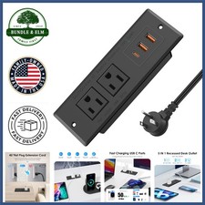 Compact Recessed Power Strip with Fast Charging USB Ports and Surge Protection