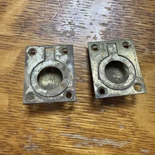 Mixed Lot of 2 Cast Brass Small Drawer Pulls Tool Chest Countersunk Parts