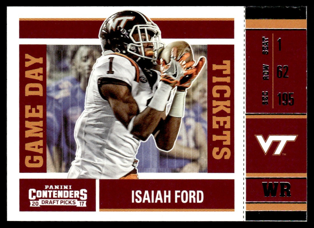 2017 Panini Contenders Draft Picks Isaiah Ford Rookie NCAA Game Day Tickets #14