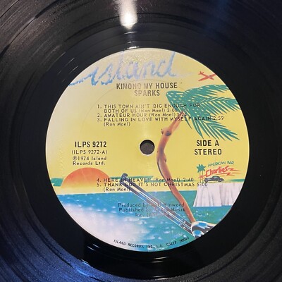 Sparks ‎– Kimono My House 1974 Island ILPS 9272 VG+ Vinyl Record