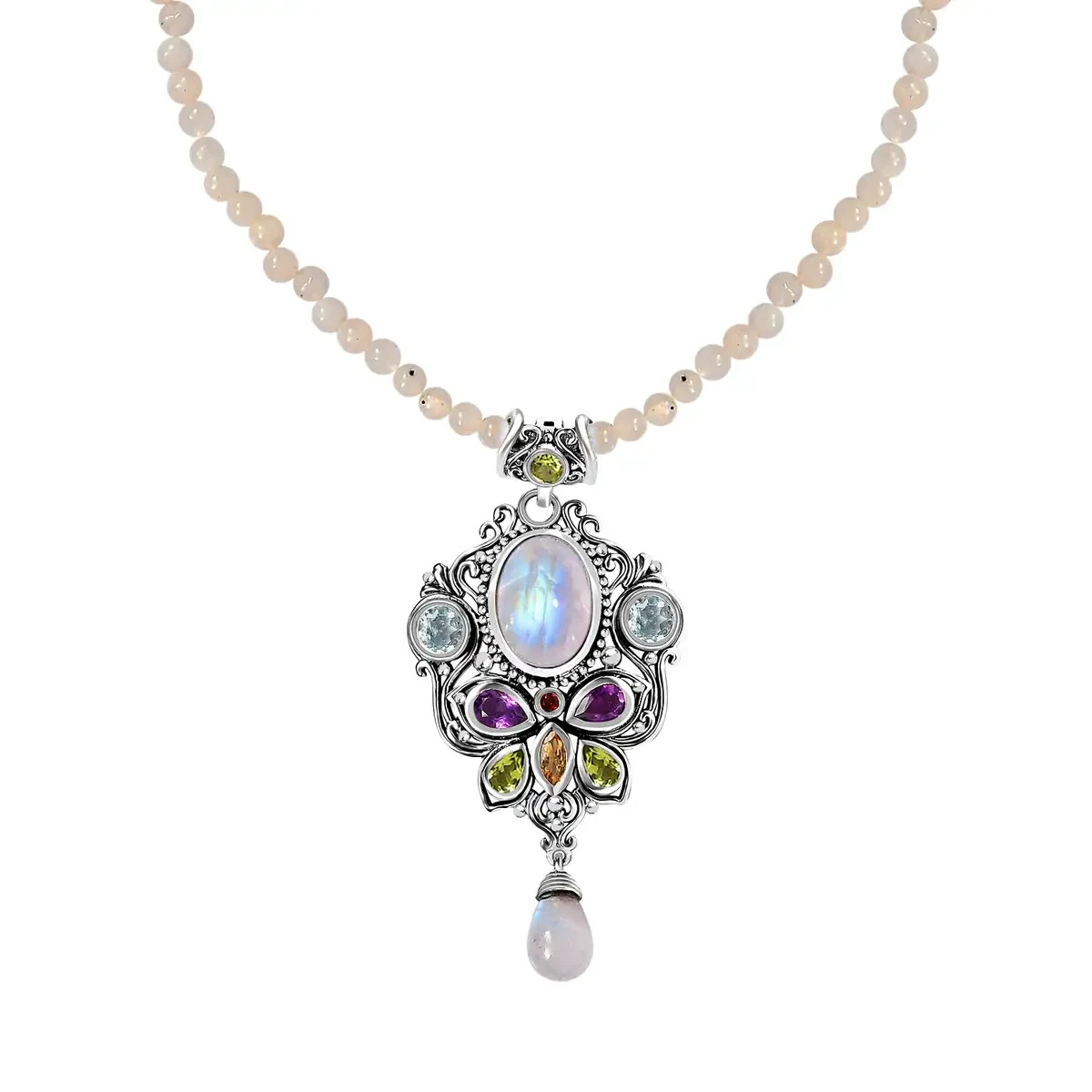 52.5 ct Moonstone and Multi Gemstone Necklace eBay