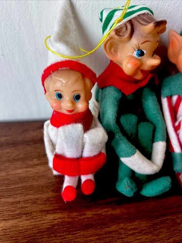 Vintage Christmas Knee Hugger Elf Japan Red Green White Lot Ornaments Misc - Picture 18 of 23