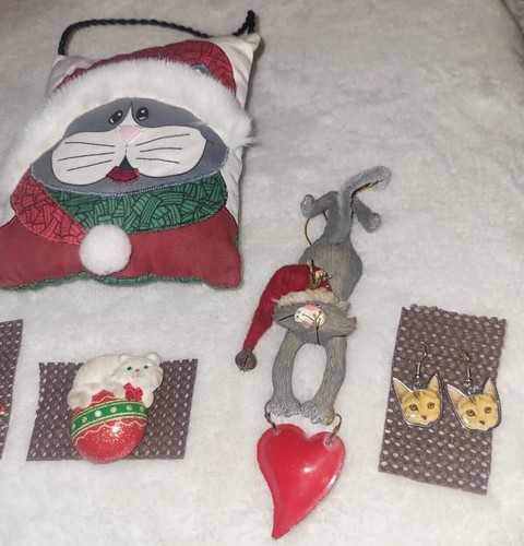 Christmas Holiday CAT Collection Lot~Kurt Adler Ornament Decor & Jewelry - 第 5/5 張圖片