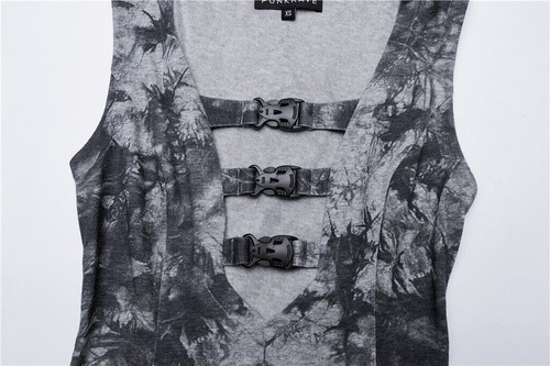 Punk Rave Cyberpunk Sleeveless Dress Sexy Hollow-Out Adjustable A-Line Dress - Picture 28 of 28