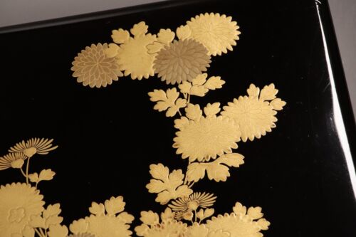 Custodia calligrafia laccata giapponese oro crisantemo sinodo cassetta degli strumenti di scrittura - Foto 3 di 23