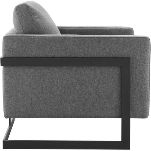 Modway Posse Upholstered Fabric Upholstered Accent Chair in Black and Charcoal - Picture 4 of 8