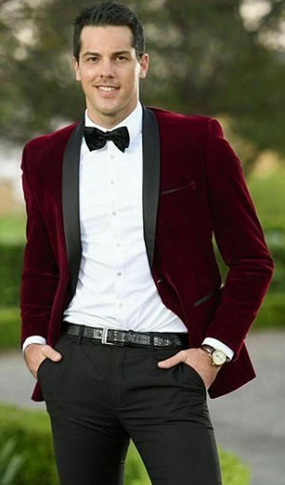 Men Navy Blue Smoking Jackets Designer Elegant Luxury Wedding Blazer Coat