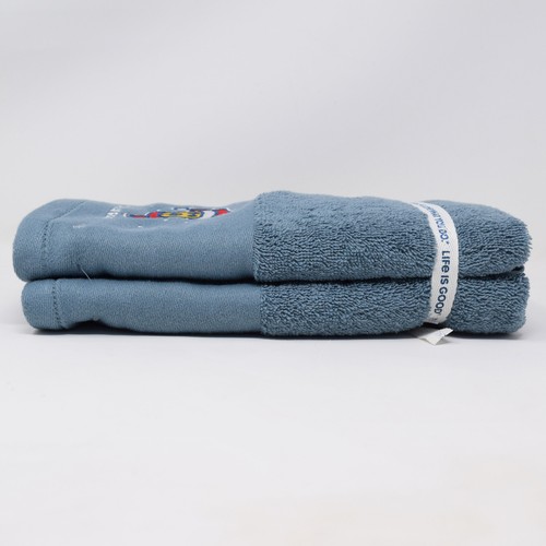 Life Is Good Dog Holiday Towels Blue Embroidered Winter Christmas Santa Set New - Picture 4 of 11