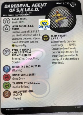 HEROCLIX Avengers FF Empyre L035 DAREDEVIL AGENT OF SHIELD LEGACY CARD