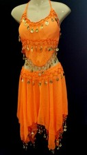 Belly Dance Costume Skirt Top Blouse Coins Mardi Gras Carnival Dance Costume Tribal