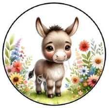 DONKEY WILDFLOWERS FLORAL ENVELOPE SEALS LABELS STICKERS PARTY FAVORS