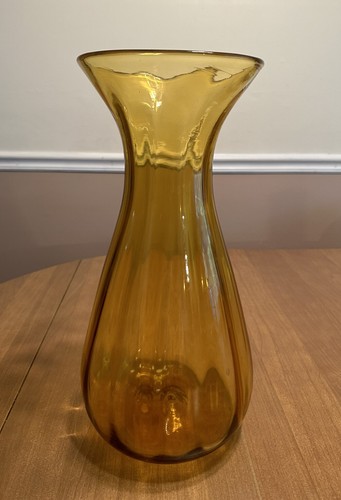 Vintage Blenko Glass Amber Floor Vase 6632 by Joel Myers Hand Blown 16.25" MCM - Picture 2 of 5