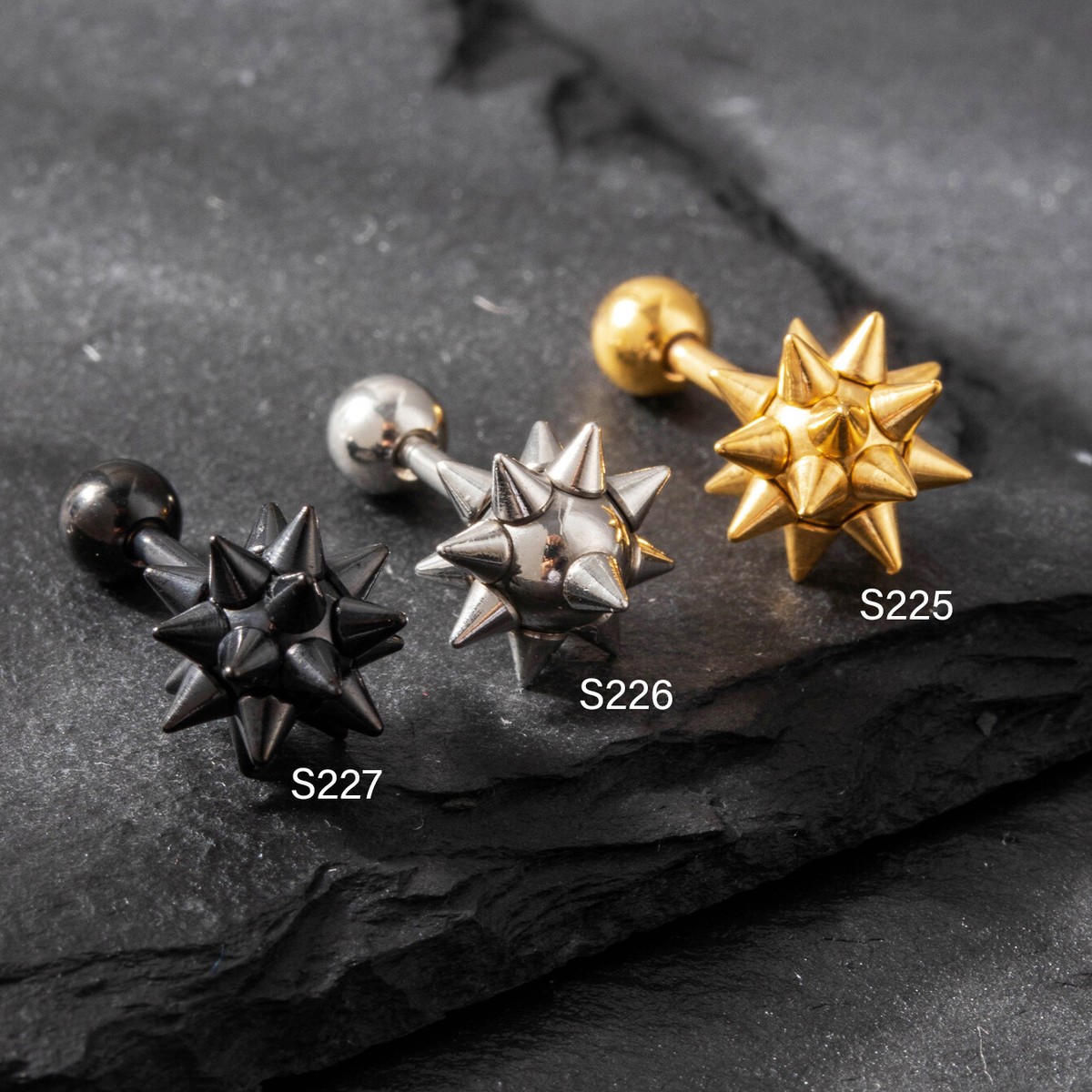 Mens Stainless Steel Punk Spike Ear Stud Earrings Gothic Retro