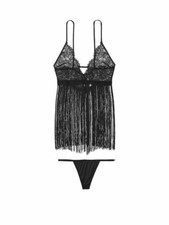 VICTORIA'S SECRET Lace  Fringe Slip Lingerie  M