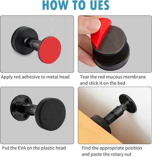 Herramienta antivibración marco cama ajustable negro 2 piezas, tapones de cabecero con fu gratis - Imagen 7 de 12
