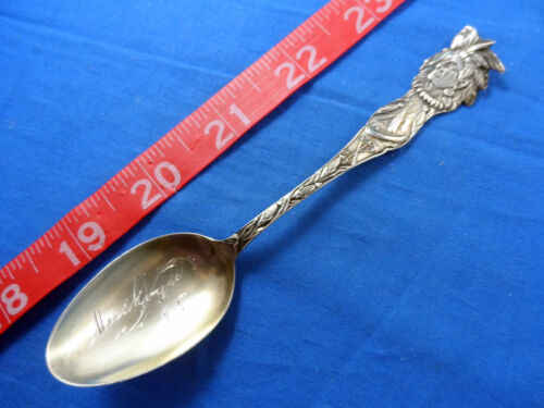 5-1/4" Indian Territory Muskogee Oklahoma Sterling Silver Souvenir Spoon 1900 - Photo 1 sur 5