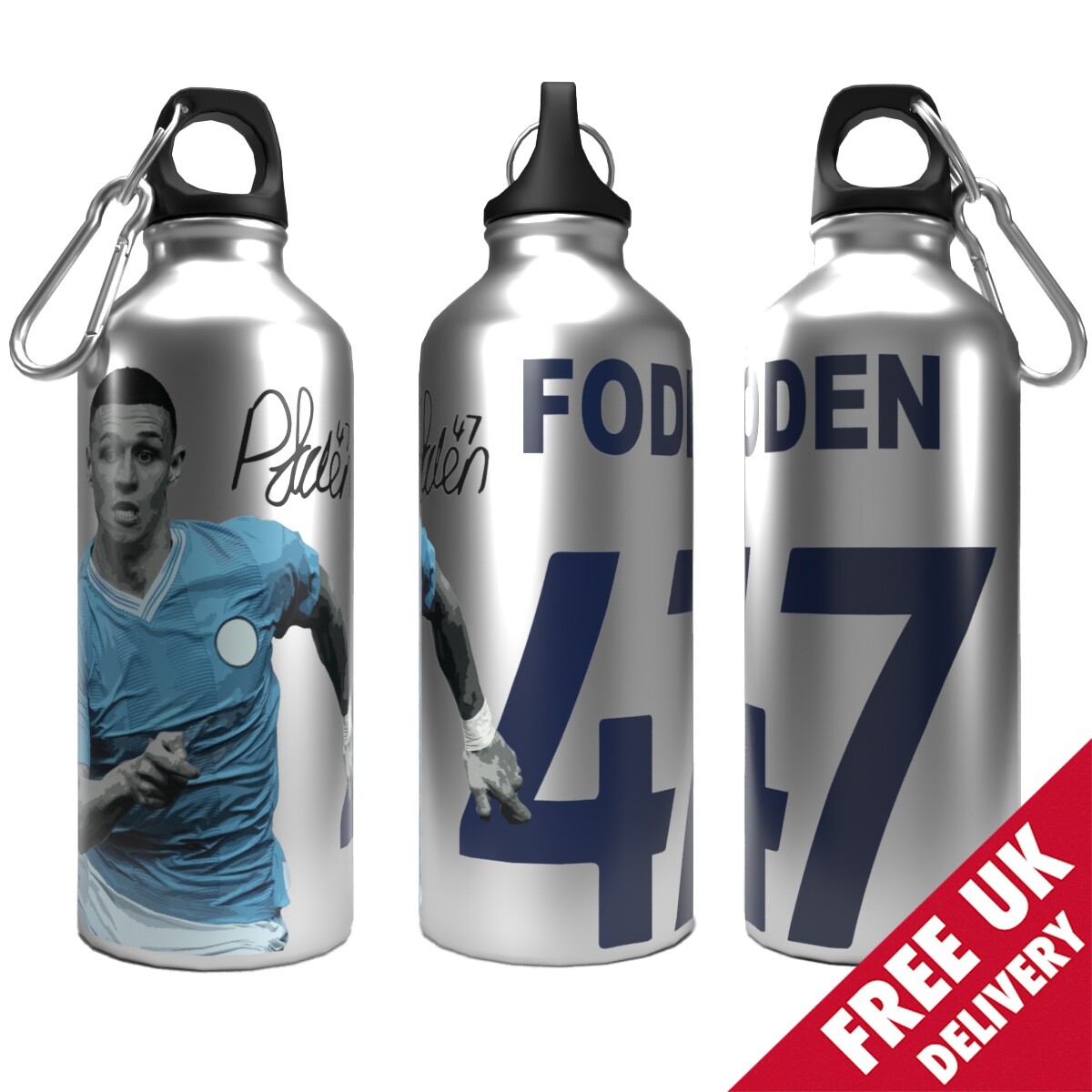 City Water Bottle Foden 750ml 2-Lid Aluminium Silver