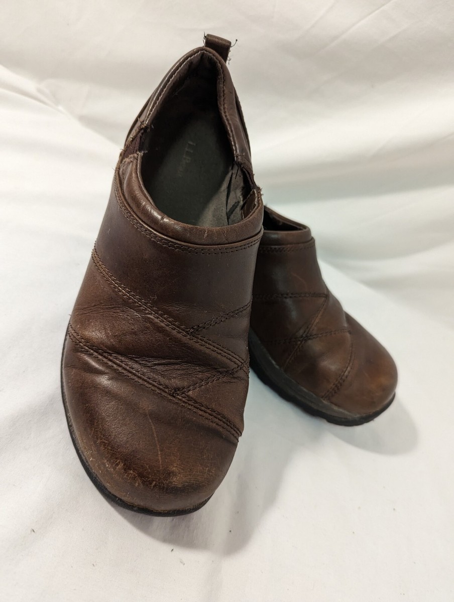 Casual Shoes Ll Bean Womens Clogs LL Bean Brown Leather Comfort
