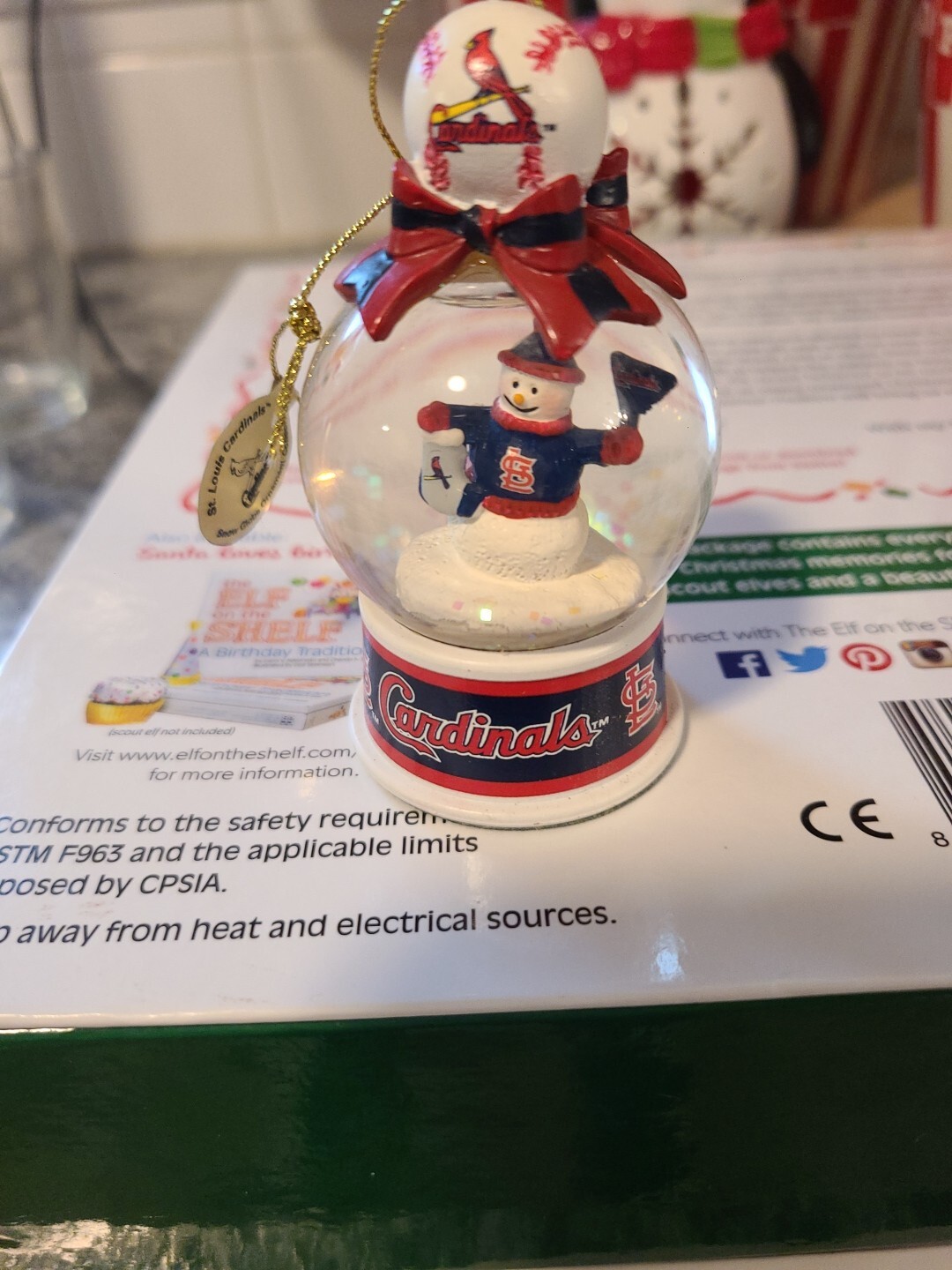 Danbury Mint St.Louis Cardinals Snow Globe Christmas Ornament
