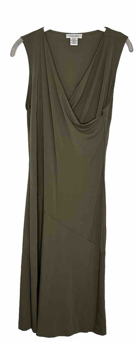 Calvin Klein Women's Sage Green Sleeveless Faux Wrap Draped Midi Dress Sz S | eBay Calvin Klein Women's Sage Green Sleeveless Faux Wrap Draped Midi Dress Sz S | eBay
