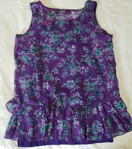 NWT Girls Epic Threads Top Size XL Purple Green Floral w/Cami Beaded Sleeveless - Picture 5 of 7