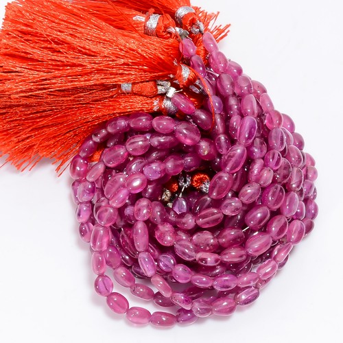 Natural Pink Ruby Gemstone Tumbled Shape Smooth Beads 4X3 7X4mm Strand 8" GB-843 - Picture 2 of 4