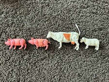 Lot of Vintage Plastic Animals Sheep Pig Cow Hong Kong farm hard plastic 2-4"