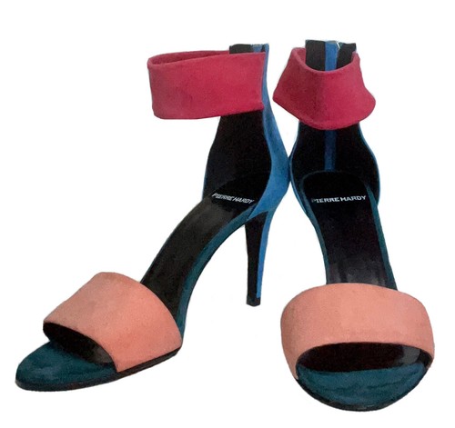 Pierre Hardy Suede Colour Block Ankle Strap Heel Sandals - Size EU 37.5 UK 4.5 - Picture 4 of 9