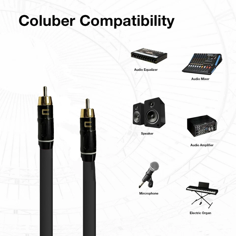 RCA Male Unbalanced Audio Phono Cable Custom Length, Color Connector Cord - Image 3 of 4