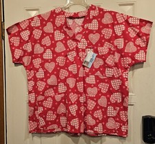 Valentine's Day Hearts Scrub Top Large Butterick B4946 Homemade NEW