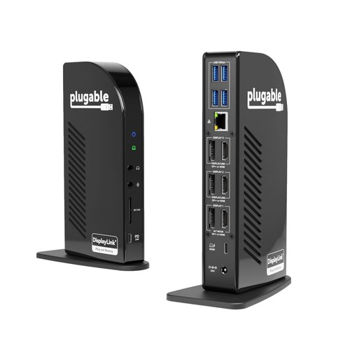 Plugable UD-MSTH2 USB-C Dual Display Docking Station Black 4K Dual