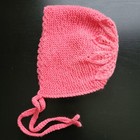 Knitted bonnet for babies with leaf pattern and garter stitch Pink Size 5-8 Mnts — photo 3
