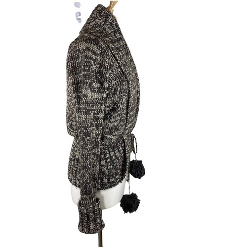 Cárdigan Tejido Juicy Couture Cordón Cintura Pom Pom Marrón/Gris Brillante L - Imagen 4 de 12