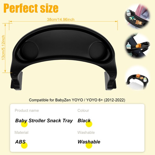 Baby Stroller Snack Tray Stroller Tray Attachment with 2 Cup Holders weiNt - Picture 6 of 11