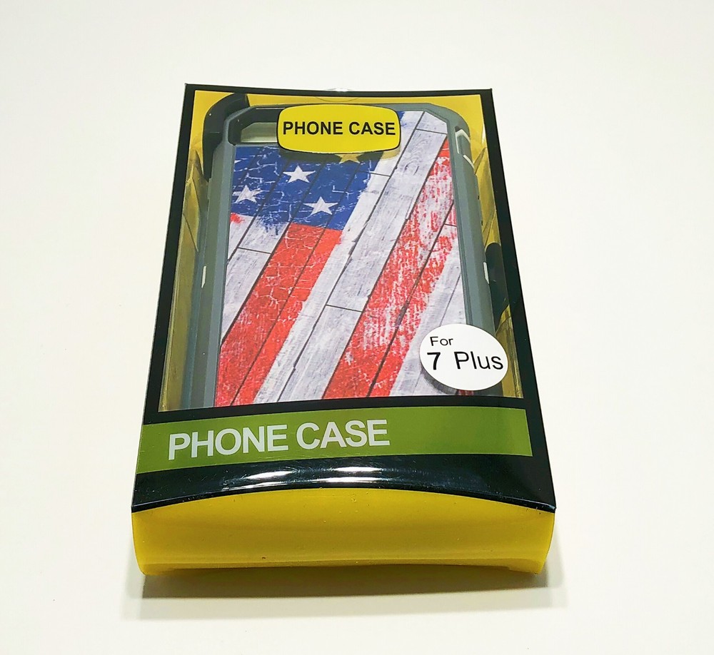 For iPhone 7/8Plus Case rubber Cover w(Belt Clip fits box Defender)US flag