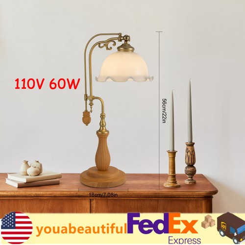 60W Green Flower Tiffany Style Glass Table Lamp Vintage Study Rooms Night Light