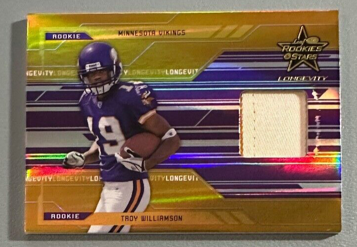 TROY WILLIAMSON 2005 Leaf Rookies & Stars Longevity Gold Game Jersey RC 28/50