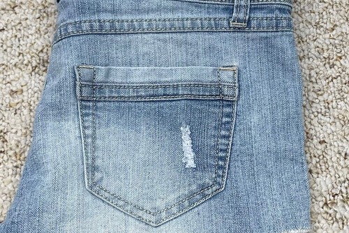 Blue Asphalt Jean Women's sz 7 Booty Shorts Distressed Stretch Blue (waist 32") - Picture 21 of 21