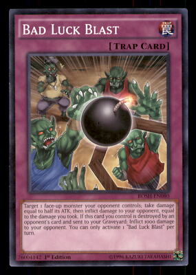 Yu-Gi-Oh! Karte „Bad Luck Blast“ – BOSH-EN080, Common, 1. Auflage, Normale Falle