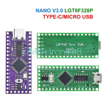 NEW MiniEVB TYPE-C MICRO USB Compatible ATMEGA328 Nano V3 LGT8F328P For Arduino