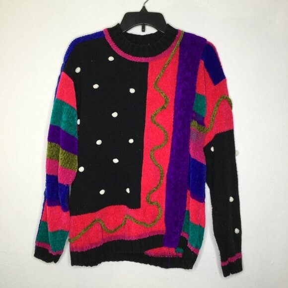 Westbound Patchwork Knit Pullover Sweater Vintage… - image 1